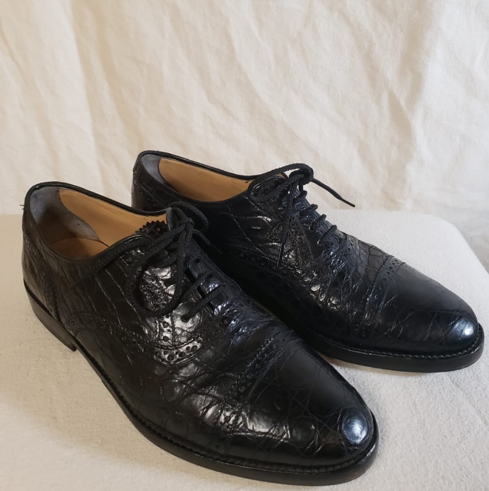 Davanzati Man's Barneys New York Black Crocodile Shoe Size 9